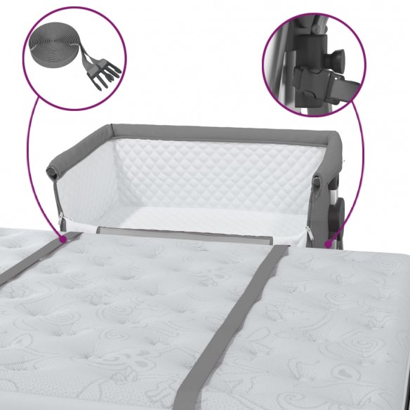 Lit pour bébé avec matelas Gris foncé Tissu de lin