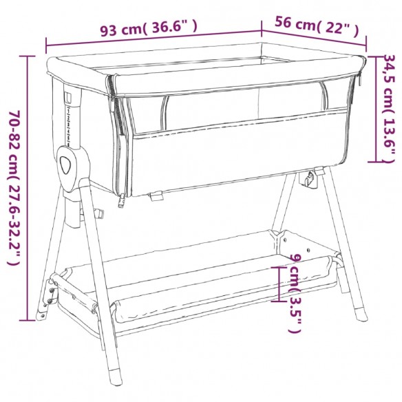 Lit pour bébé avec matelas Gris foncé Tissu de lin