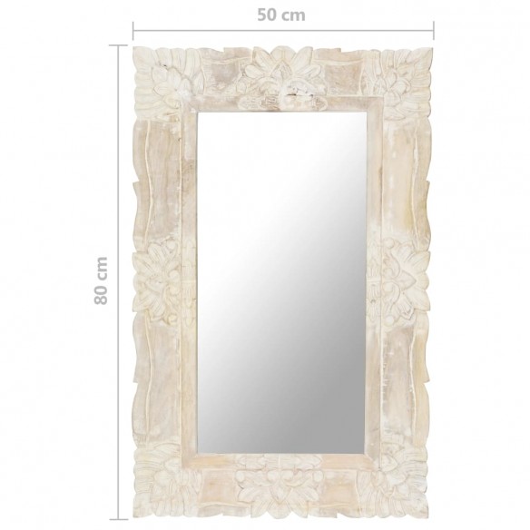 Miroir Blanc 80x50 cm Bois de manguier massif