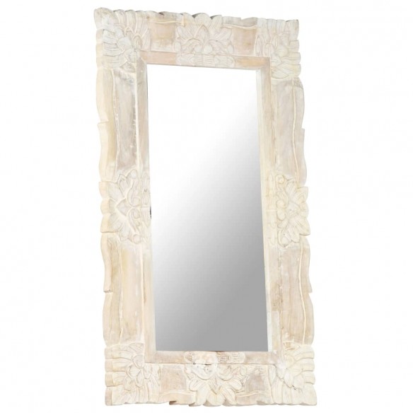 Miroir Blanc 80x50 cm Bois de manguier massif