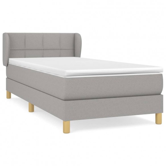 Sommier à lattes de lit avec matelas Gris clair 100x200cm Tissu