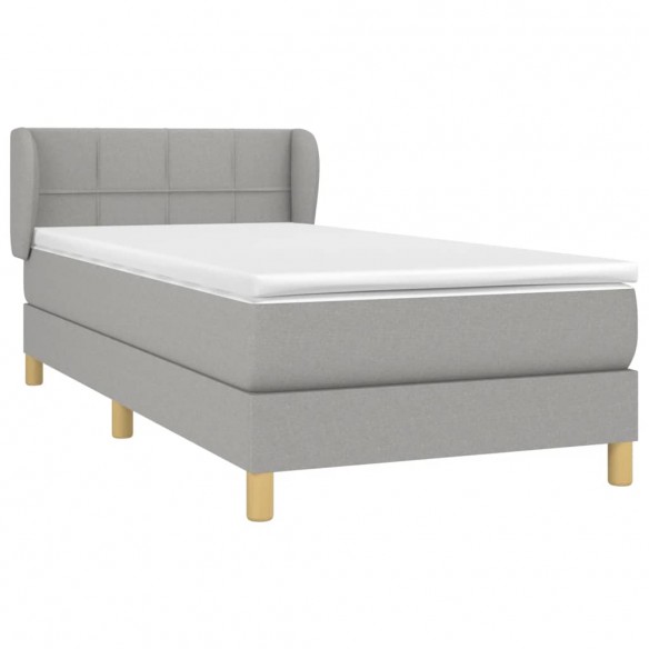 Sommier à lattes de lit avec matelas Gris clair 100x200cm Tissu