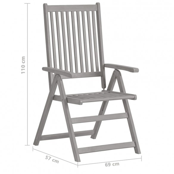 Chaises inclinables de jardin 4 pcs avec coussins Bois d'acacia