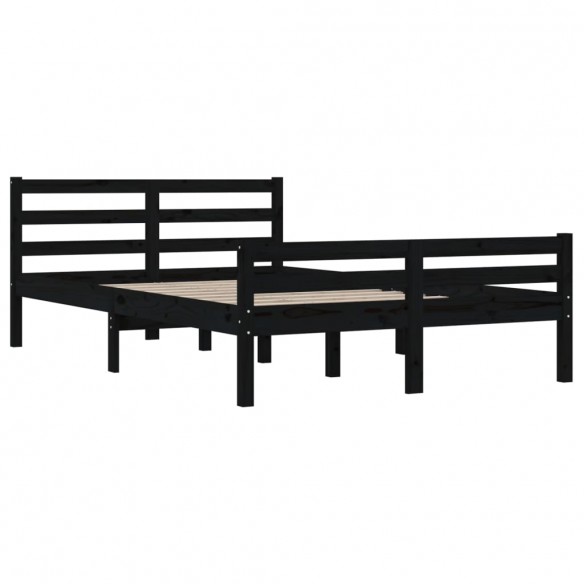 Cadre de lit Noir Bois massif 120x190 cm Petit double