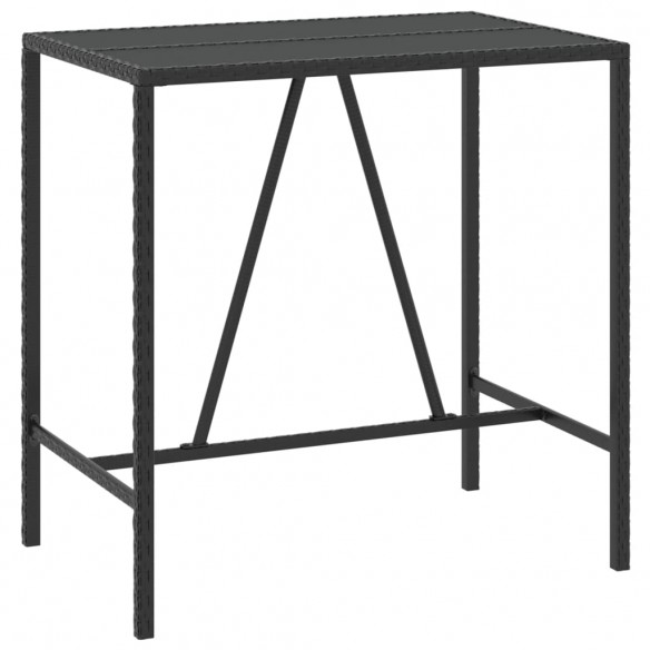 Table de bar et dessus en verre noir 110x70x110 cm poly rotin