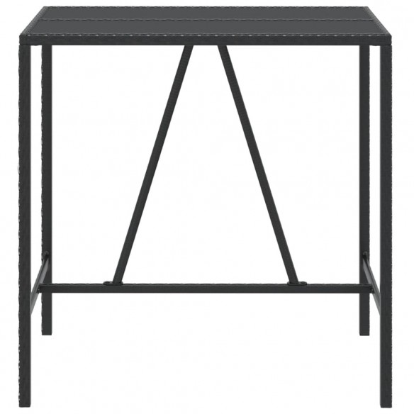 Table de bar et dessus en verre noir 110x70x110 cm poly rotin