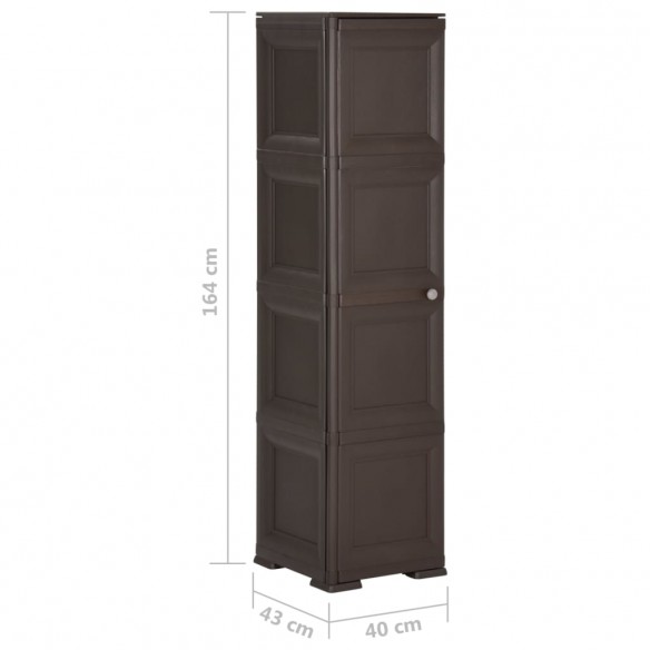 Armoire en plastique 40x43x164 cm Design de bois Marron