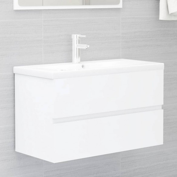 Ensemble de meubles de salle de bain 2 pcs Blanc Aggloméré