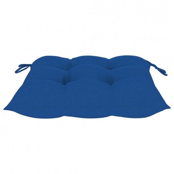 Chaise à bascule avec coussin bleu Bois de teck solide