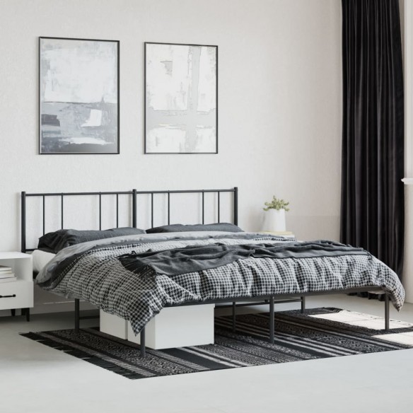 Cadre de lit métal avec tête de lit noir 180x200 cm