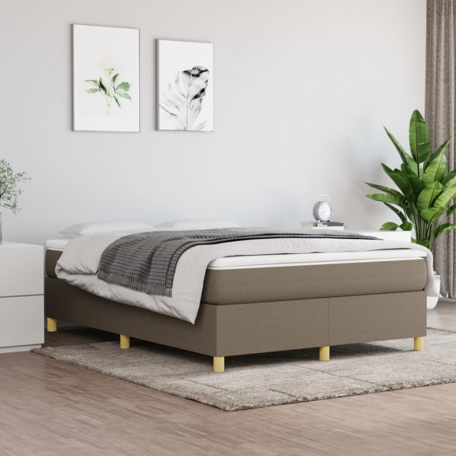 Cadre de lit avec matelas Taupe 140x200 cm Tissu