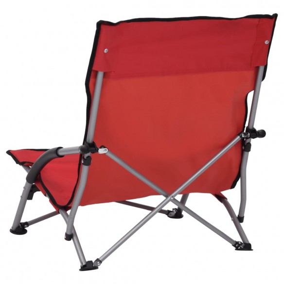 Chaises de plage pliables 2 pcs Rouge Tissu