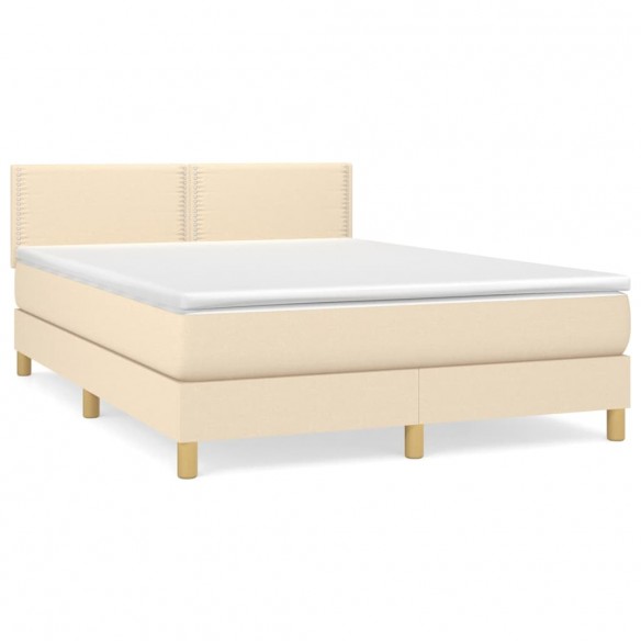 Cadre de lit avec matelas Crème 140x200 cm Tissu