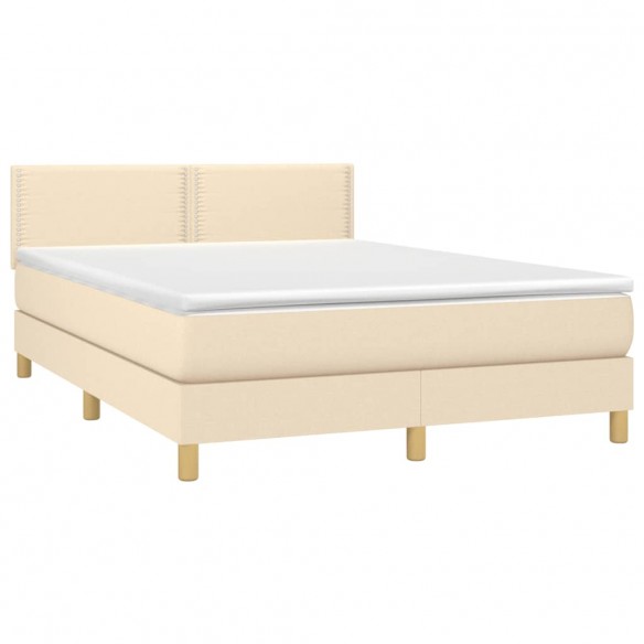 Cadre de lit avec matelas Crème 140x200 cm Tissu