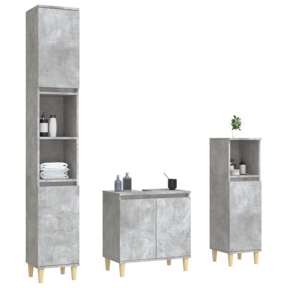 Ensemble de meubles de salle de bain 3 pcs gris béton