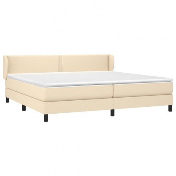 Sommier à lattes de lit avec matelas Crème 200x200 cm Tissu