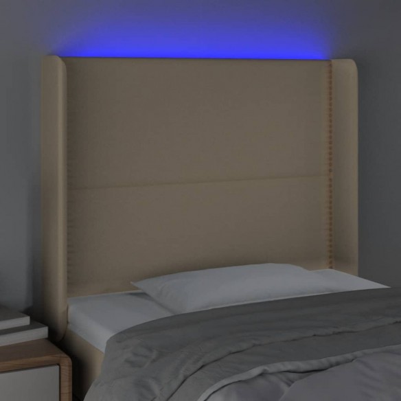 Tête de lit à LED Crème 103x16x118/128 cm Tissu