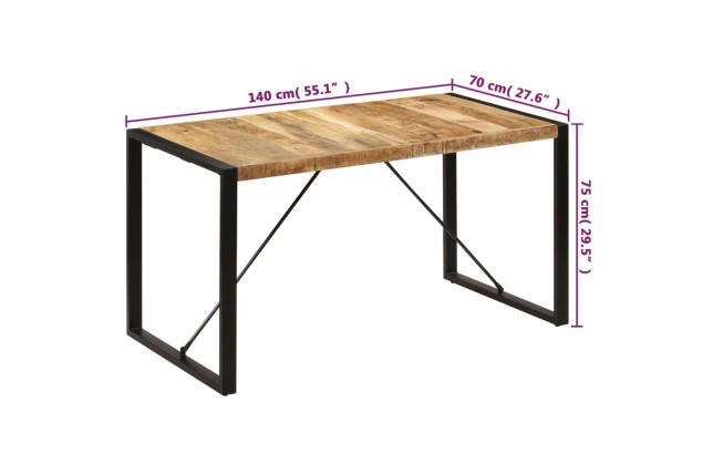 Table de salle à manger 140x70x75 cm Bois de manguier massif