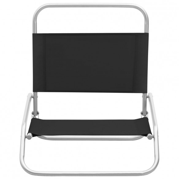 Chaises de plage pliables 2 pcs Noir Tissu