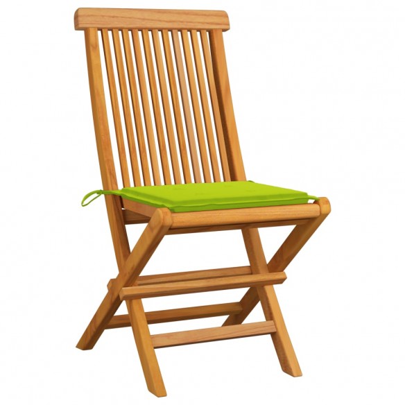 Chaises de jardin avec coussins vert vif 2 pcs Bois de teck