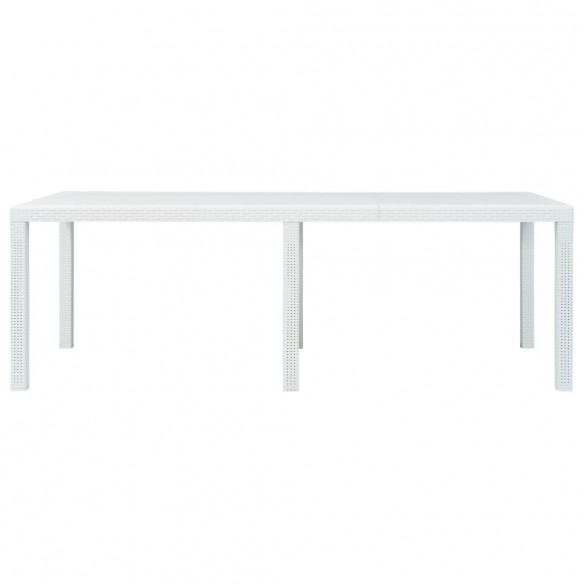 Table de jardin Blanc 220x90x72 cm Plastique Aspect de rotin