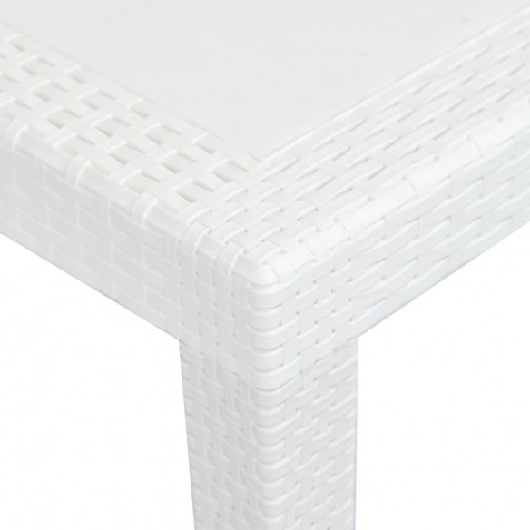 Table de jardin Blanc 220x90x72 cm Plastique Aspect de rotin