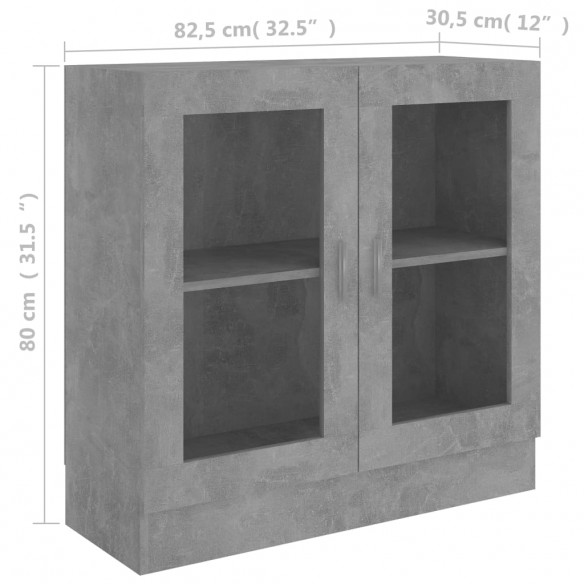 Armoire à vitrine Gris béton 82,5x30,5x80 cm Aggloméré