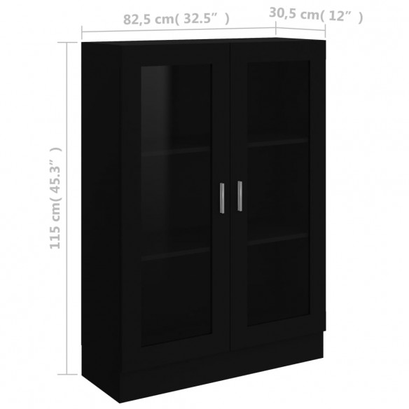 Armoire à vitrine Noir 82,5x30,5x115 cm Aggloméré