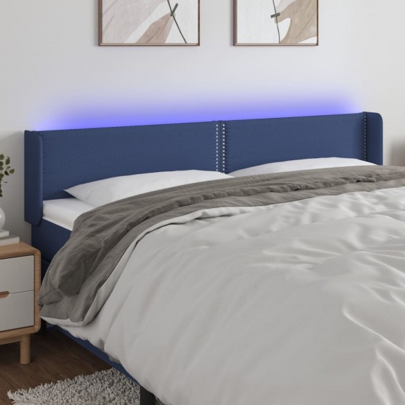 Tête de lit à LED Bleu 163x16x78/88 cm Tissu