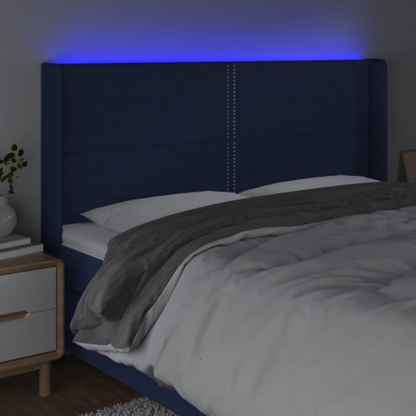 Tête de lit à LED Bleu 163x16x118/128 cm Tissu