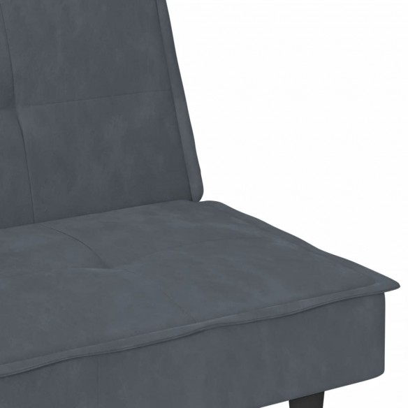 Canapé-lit avec porte-gobelets gris foncé velours