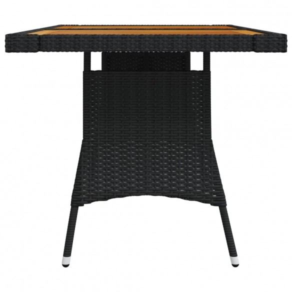 Table de jardin Noir 130x70x72 cm Résine tressée et acacia