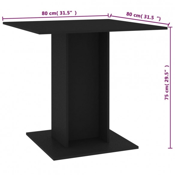 Table de salle à manger Noir 80 x 80 x 75 cm Aggloméré