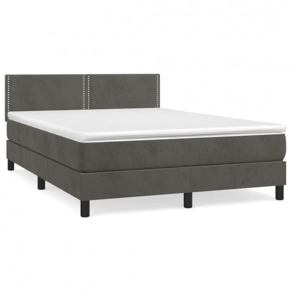 Cadre de lit et matelas Gris foncé 140x190cm Velours