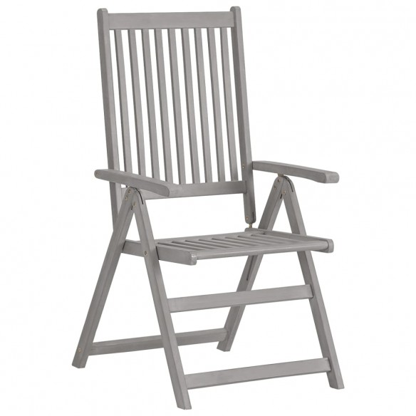 Chaises inclinables de jardin 6 pcs Gris Bois solide d'acacia