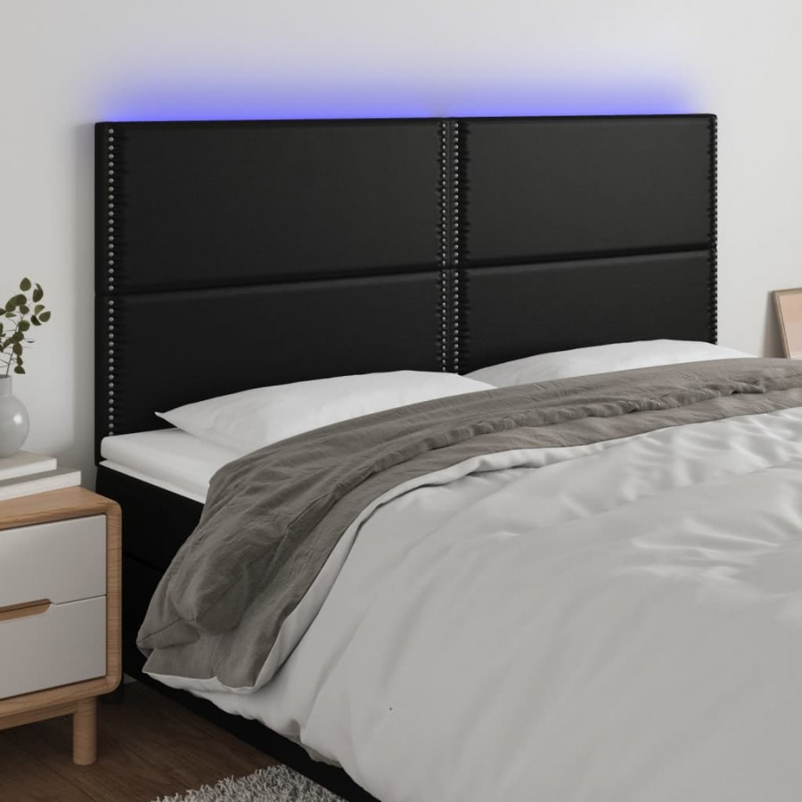 Tête de lit à LED Noir 180x5x118/128 cm Similicuir