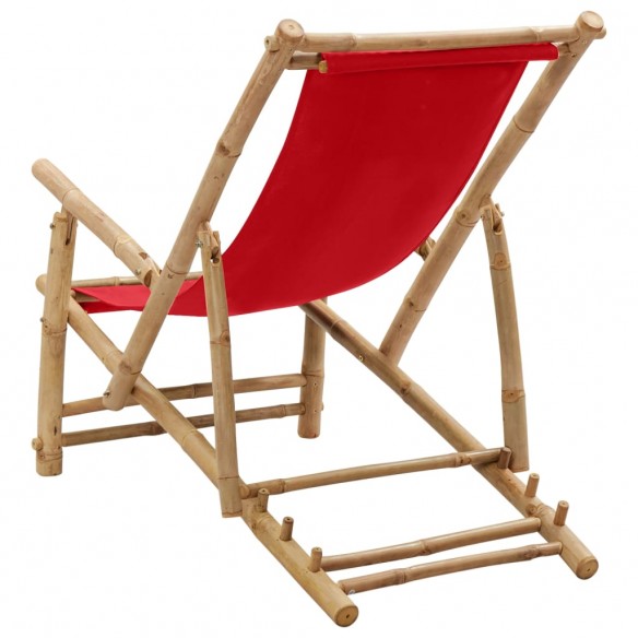 Chaise de terrasse Bambou et toile Rouge