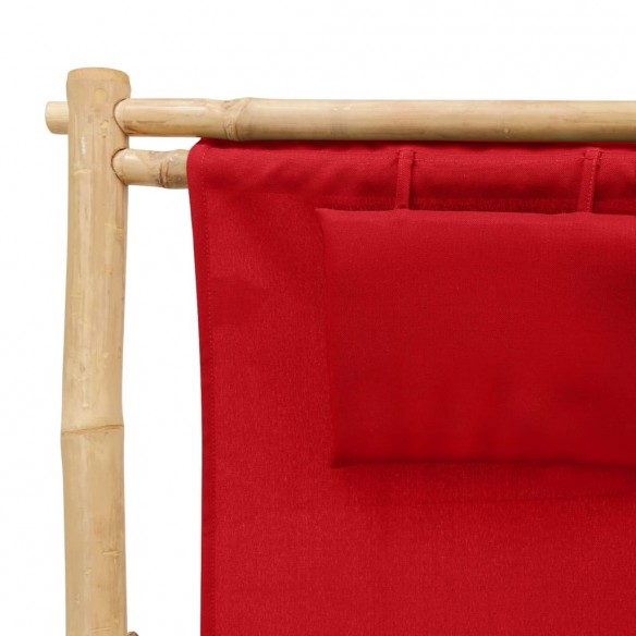 Chaise de terrasse Bambou et toile Rouge