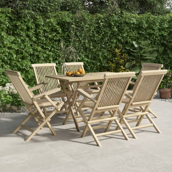 Chaises de jardin pliantes 6 pcs gris 56x61x89 cm bois de teck