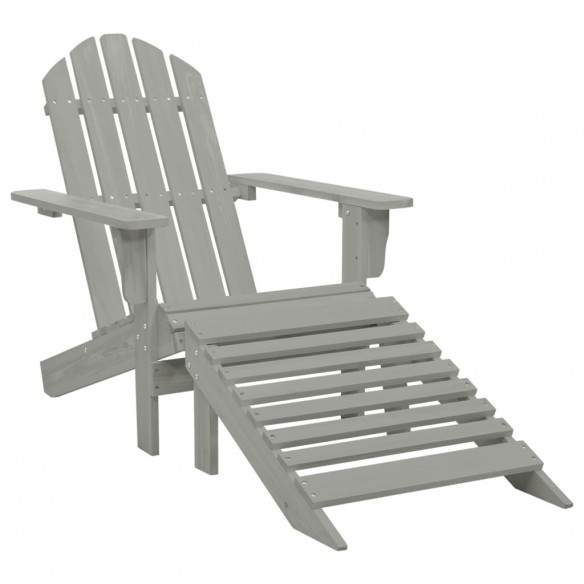 Chaise de jardin avec pouf Bois Gris