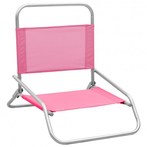 Chaises de plage pliables 2 pcs Rose Tissu