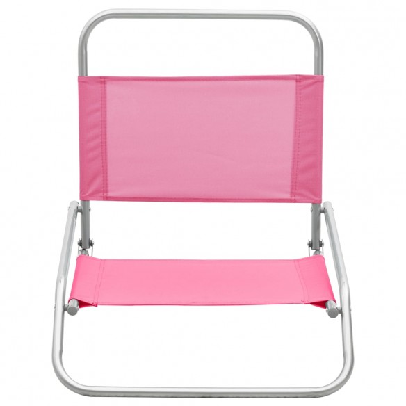 Chaises de plage pliables 2 pcs Rose Tissu