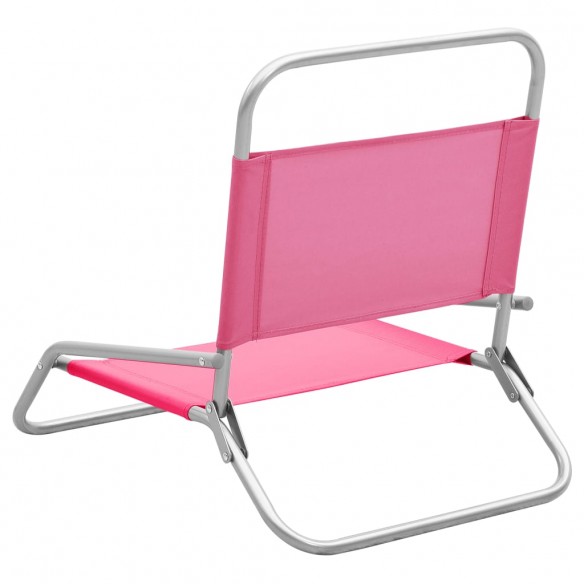 Chaises de plage pliables 2 pcs Rose Tissu