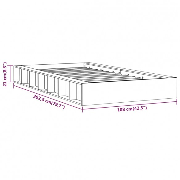 Cadre de lit Gris 90x200 cm Bois massif