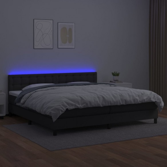 Cadre de lit avec matelas et LED Noir 200x200cm