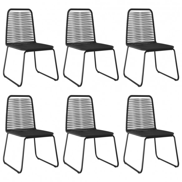 Chaises d'extérieur 6 pcs Résine tressée Noir