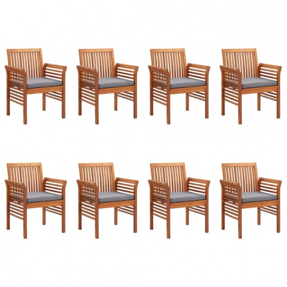 Chaises à dîner de jardin et coussins 8pcs Bois d'acacia massif