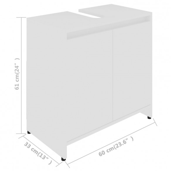 Armoire de salle de bain Blanc 60x33x61 cm Aggloméré