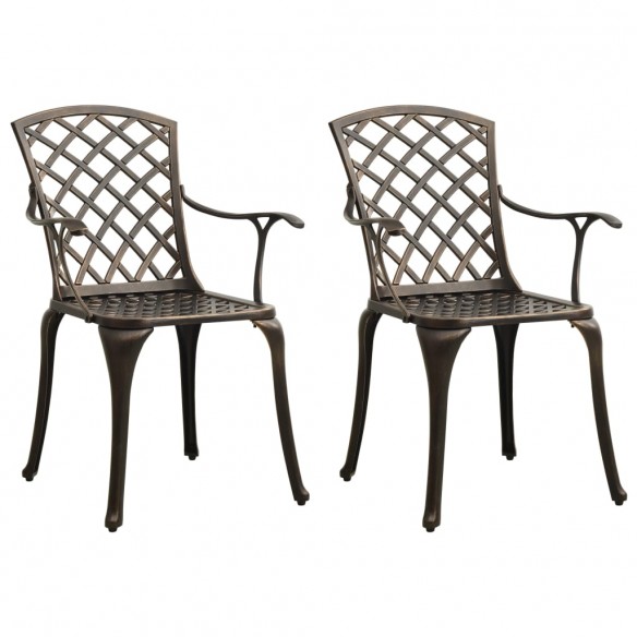 Chaises de jardin 2 pcs Aluminium coulé Bronze