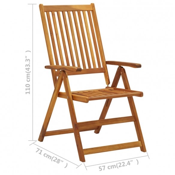 Chaises inclinables de jardin 3 pcs Bois solide d'acacia